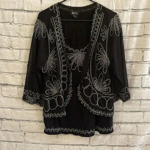 Women’s black open front blouse 2X
